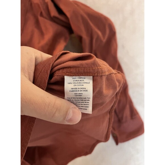 Faherty Corduroy Shirt Burnt Russet Orange Red Button Up Casual Men's Size XL - Picture 3 of 9
